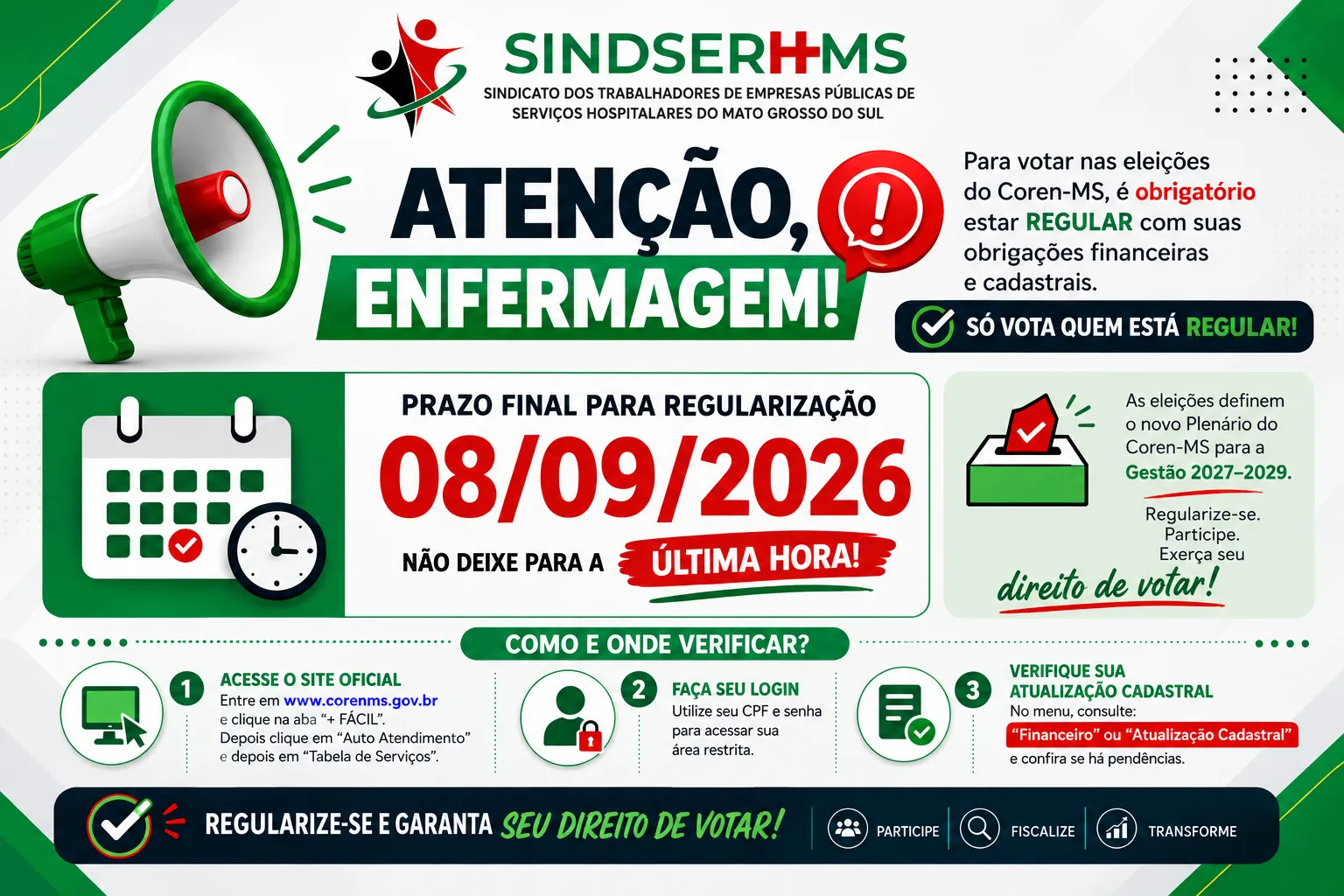 🚨 ELEIÇÕES DO COREN-MS: ATENÇÃO, PROFISSIONAIS DA ENFERMAGEM!