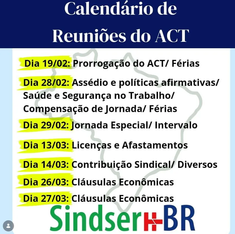 Calendário das reuniões 2024