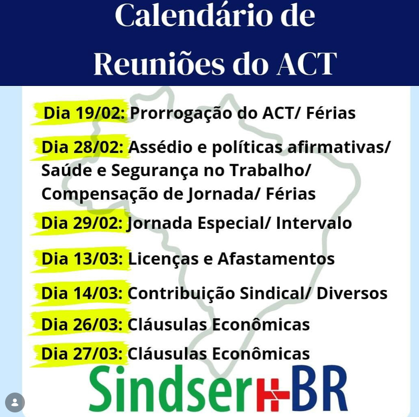 Calendário das reuniões 2024